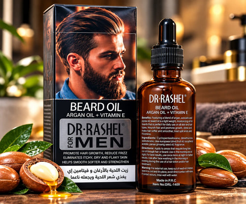 Huile à barbe Dr. Rashel For Men, flacon compte-gouttes et boîte